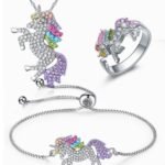 Unicorn Necklace Bracelet bridal suit