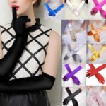 Womens Long-Gloves Satin Opera Womens Stretch Party Evening Banquet Opera Evening Party Prom Gloves