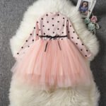 Floating rope tie polka dot girls dress