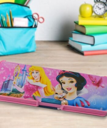 Plastic Multipurpose Compass Box – Double Deck Pencil Case with 2 Compartments & Cartoon Organizer (1 Pc, Mix Design)